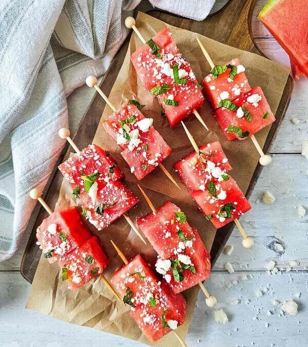 Watermelon, Feta & Mint Skewers