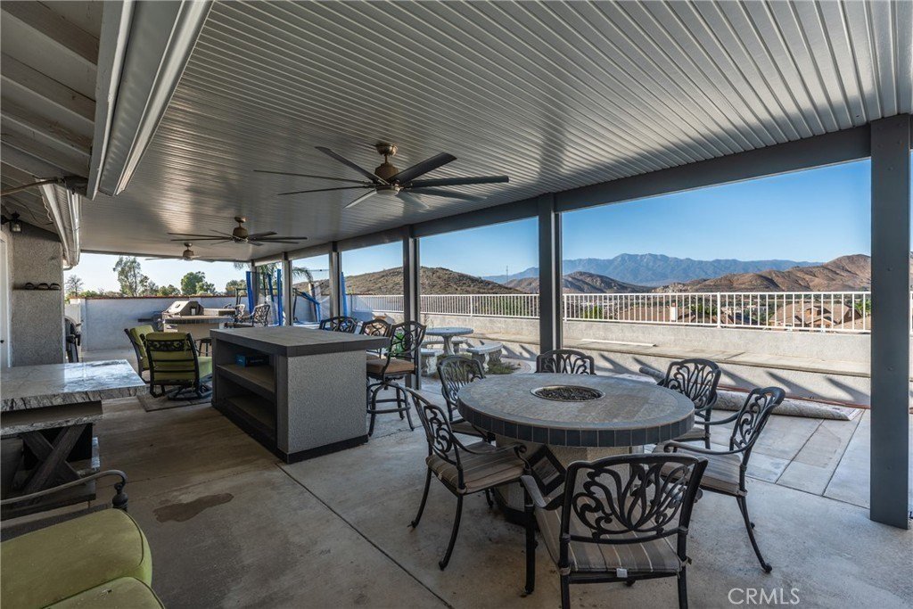 Covered patio overlooking the valley